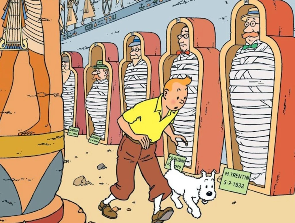 Kuifje en Bobbie in een scène uit de avonturen