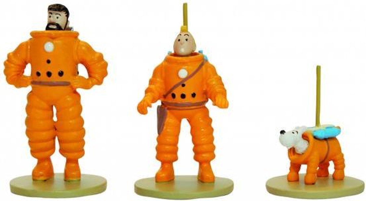 Kuifje - Mannen op de maan Trio - set van 3 metalen minifiguurtjes Tintin Moulinsart Herge