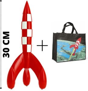 Kuifje Raket 30 cm rood-wit - Met draagtas Raket naar de maan - Verzamelobject - Moulinsart