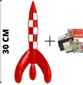 Kuifje - Raket 30 cm - rood-wit - Plus 16 kaarten 10 x 15 - Raket naar de Maan - Verzamelobject - Moulinsart
