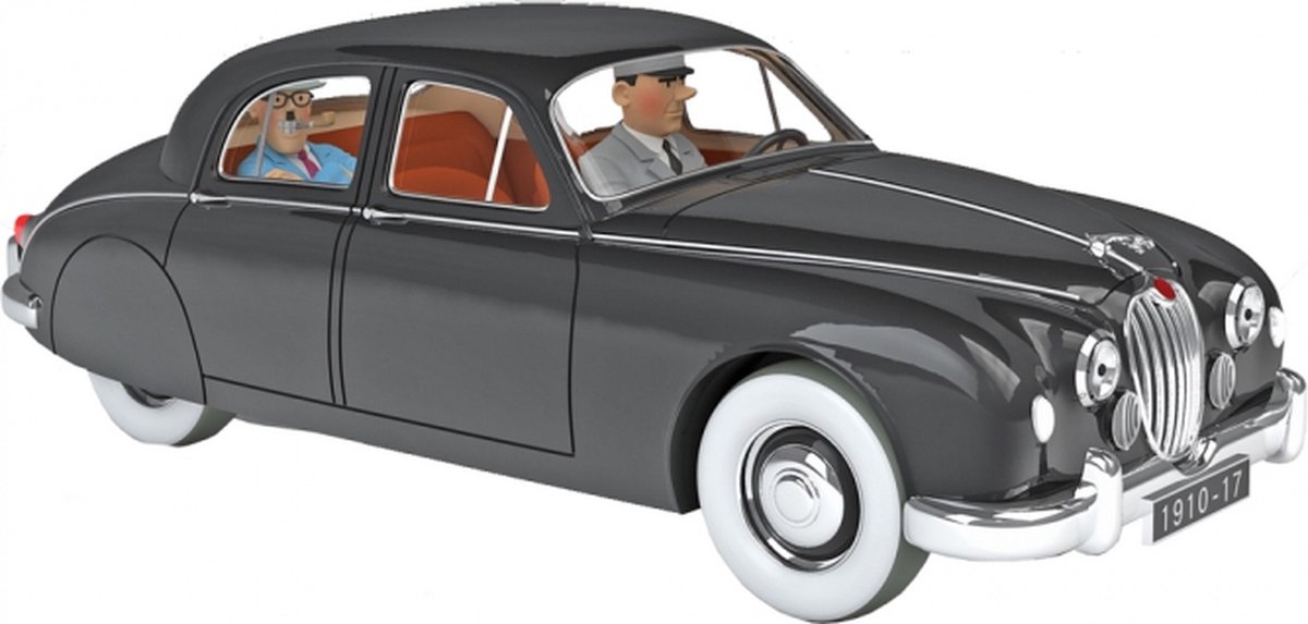 Kuifje Moulinsart Auto 1/24 - De zwarte Jaguar MK1 met Dawson en chauffeur- Tintin #35