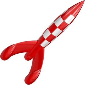 Kuifje - Raket - 90 cm - De Originele Kuifje Raket- Rood - Wit - Moulinsart - Beeldje - Verzamelobject - Certificaat