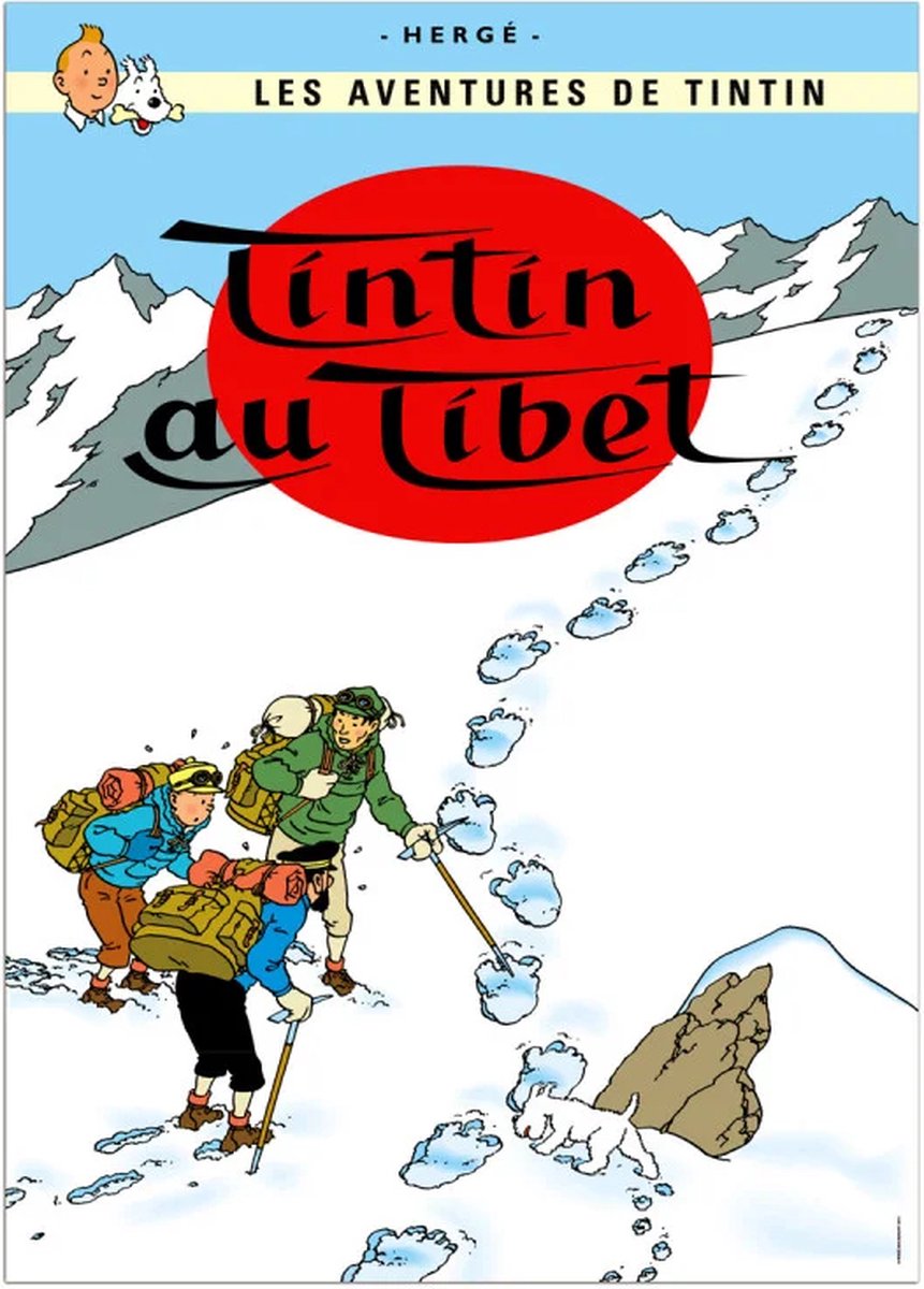 Kuifje Poster van album 'Kuifje in Tibet' Franstalig, 50x70 cm, Officiële Kuifje Poster